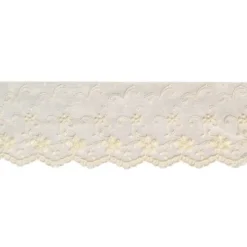 Dentelle broderie 70mm motif fleurs sur tulle écru