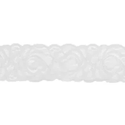 Dentelle élastique à fleurs blanc 60 mm