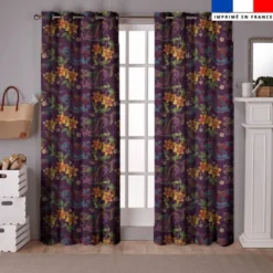 Dragon asiatique effet brodé - Fond violet foncé
