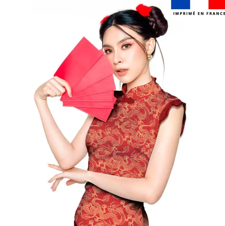 Dragon chinois - Fond rouge