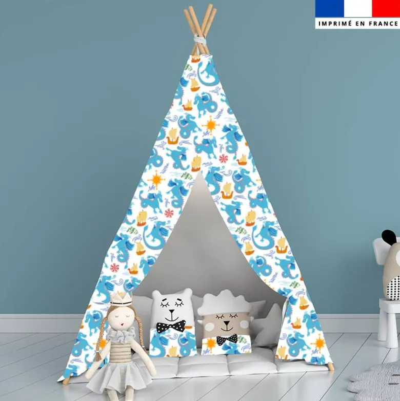 Dragons bleus - Fond blanc - Création Andréa Leonelli