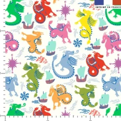 Dragons multicolores - Fond blanc - Création Andréa Leonelli