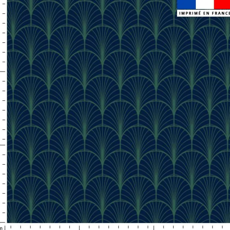 Ecaille art déco vert canard - Fond bleu