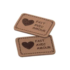 Etiquettes Fait avec amour marron x6