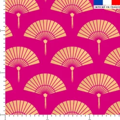 Eventail chinois beige - Fond rose fuchsia