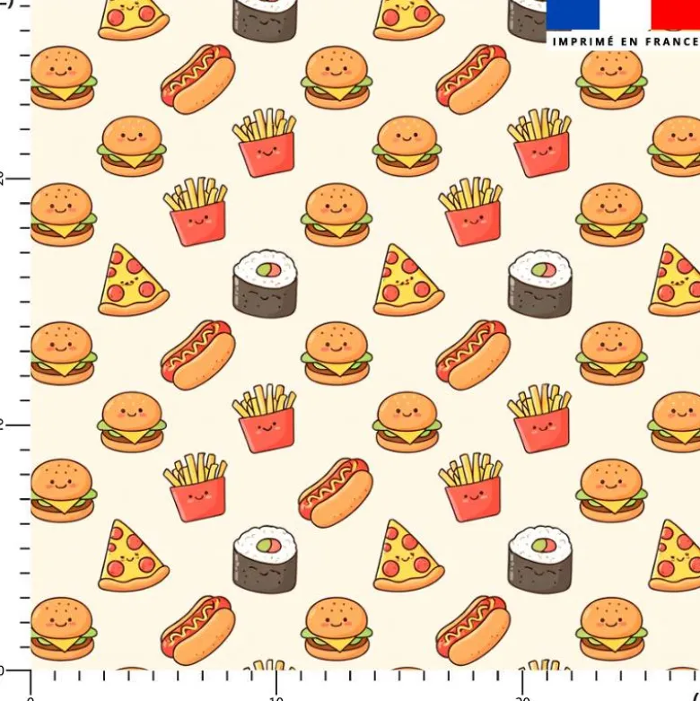 Fast food kawaii - Fond écru