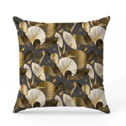 Feuillage exotique art déco gold - Fond gris