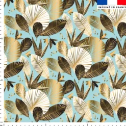 Feuillage exotique art déco gold - Fond bleu