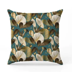 Feuillage exotique art déco gold - Fond canard