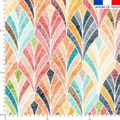 Feuille bohème effet brodée multicolore - Fond blanc