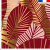Feuilles art déco bordeaux et or - Fond rose