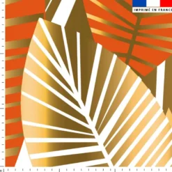 Feuilles art déco orange et or - Fond blanc