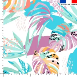 Feuille tropicale pastel - Fond blanc