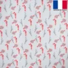 Feutrine blanche motif canne à sucre et baie de Noël