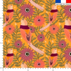 Fleur et oiseau - Fond jaune - Création La Fossette