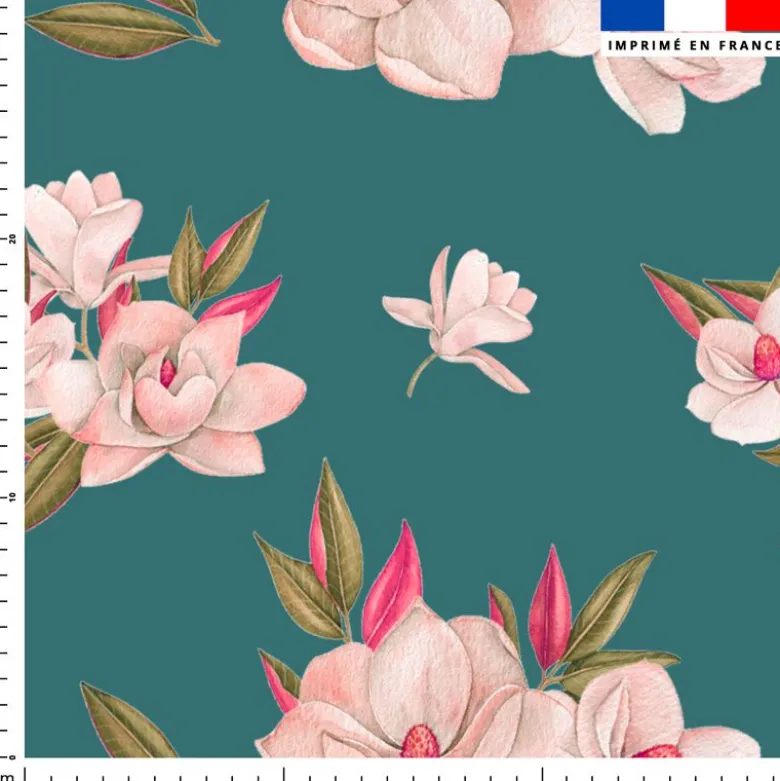 Fleur japonaise - Fond bleu canard