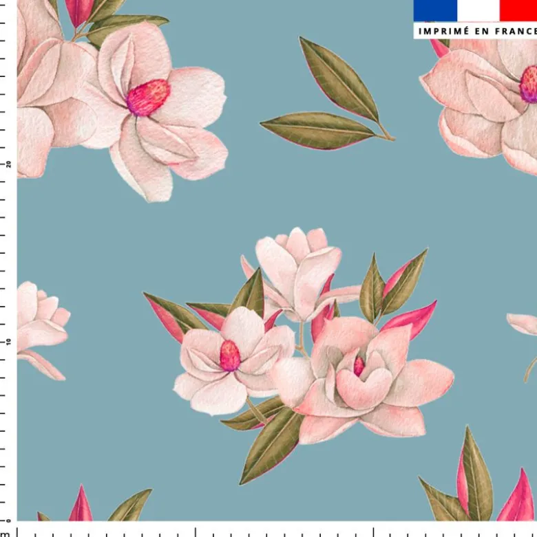Fleur japonaise - Fond bleu grisé