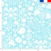 Fleurs et rayures blanches aspect lin - Fond bleu clair