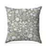 Fleurs et rayures blanches aspect lin - Fond vert kaki