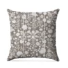 Fleurs et rayures blanches aspect lin - Fond marron