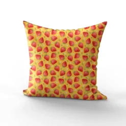Fraise aquarelle - Fond jaune