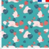 Fraise et feuille - Fond bleu vert