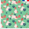 Fraise et feuille - Fond vert
