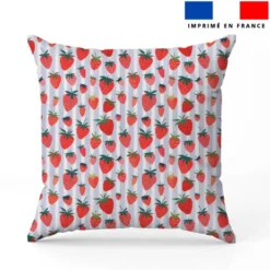 Fraise et fines rayures bleues - Fond blanc
