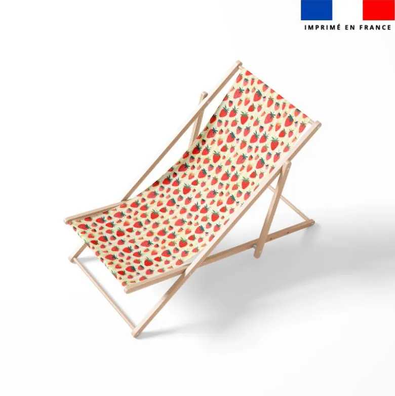 Fraise et fines rayures jaunes - Fond blanc