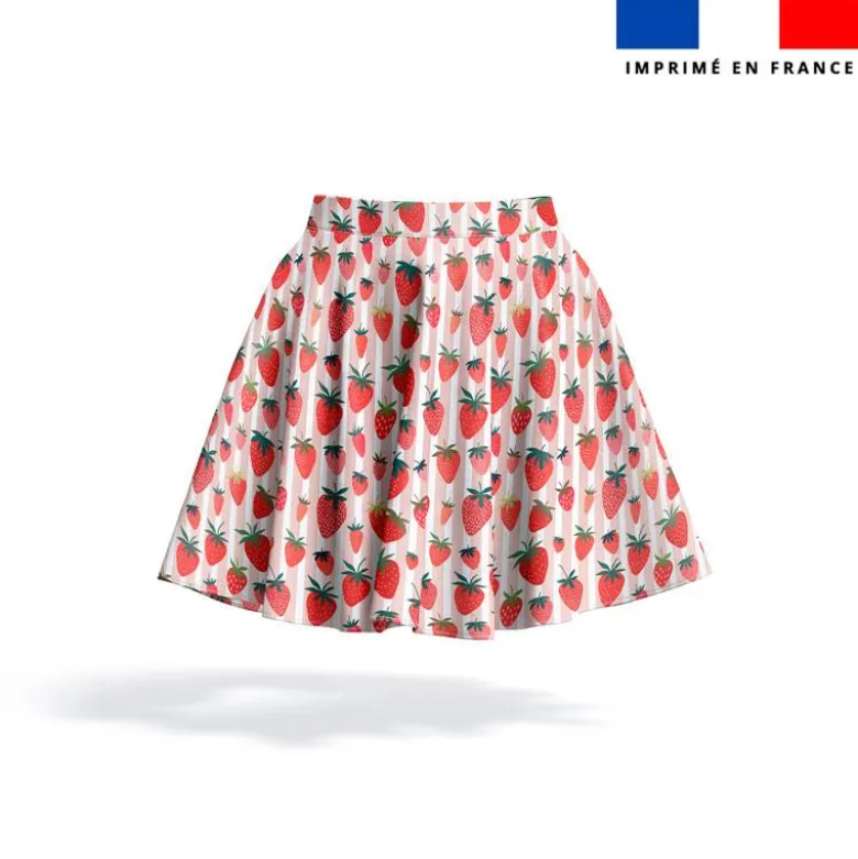 Fraise et fines rayures rouges - Fond blanc