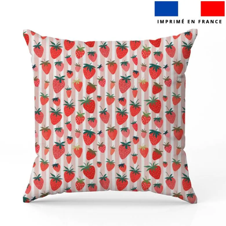Fraise et fines rayures rouges - Fond blanc