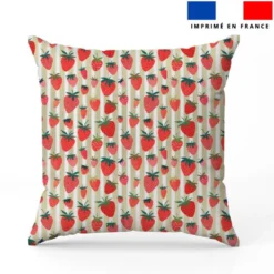 Fraise et fines rayures vertes - Fond blanc
