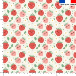 Fraises Kawaii Et Marguerites - Fond Écru