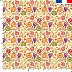 Fruits d'automne kawaï - Fond crème