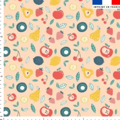 Fruits et feuille - Fond abricot