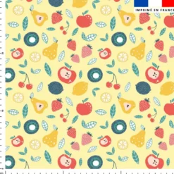Fruits et feuille - Fond jaune