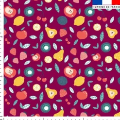 Fruits et feuille - Fond pourpre