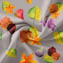 Fruits et feuilles - Fond gris clair - Création Cat&Colours