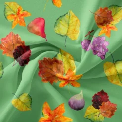 Fruits et feuilles - Fond vert clair - Création Cat&Colours