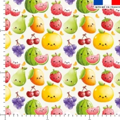 Fruits kawaï - Fond écru