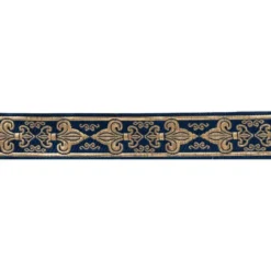 Galon jacquard fleur de lys bleu et or