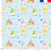 Gnome et oeufs de Pâques - Fond bleu pastel