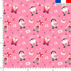 Gnomes amoureux - Fond rose