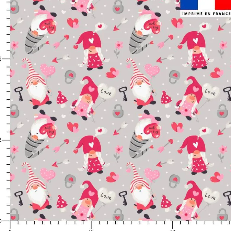 Gnome st valentin - Fond gris