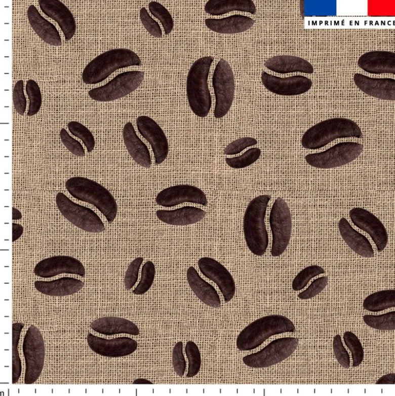 Grain de café - Fond effet toile de jute