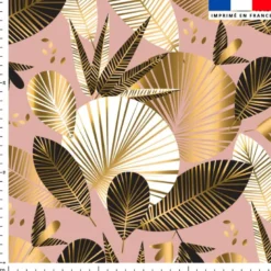 Grand feuillage exotique art déco gold - Fond rose