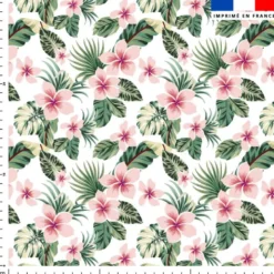 Hibiscus et feuilles de palmier- Fond blanc