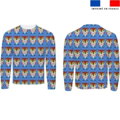 Hibou effet tricoté - Fond bleu