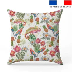 Iguane et perroquet effet brodé - Fond blanc