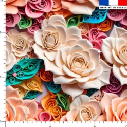 Jardin de roses multicolores effet 3D - Fond multicolore
